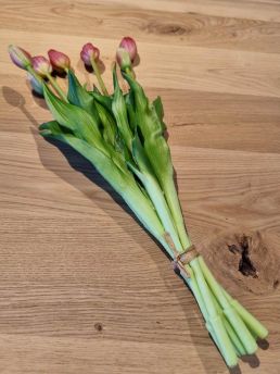 Kunstbloem bos tulpen roze