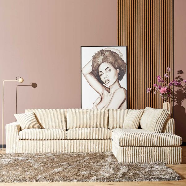 25 zits divan R ribstof beige