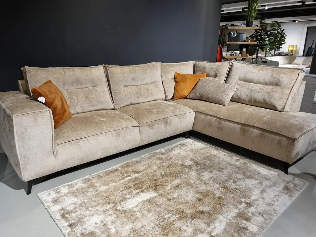 Borne hoekbank trendy stof soft touch