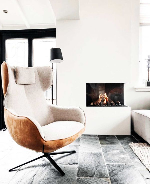 Design draaifauteuil Haaksbergen combi leder stof