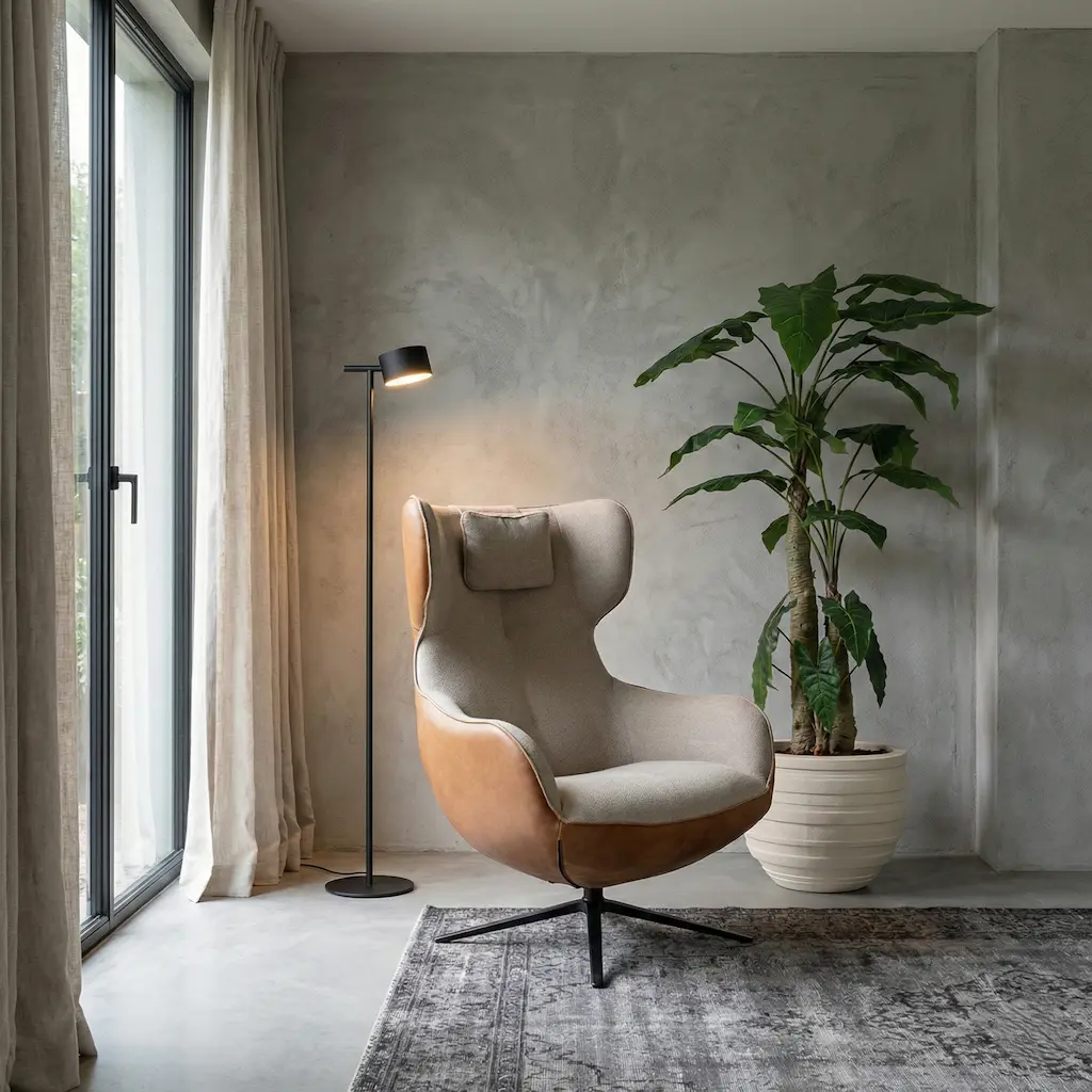 Design draaifauteuil Haaksbergen combi leder stof