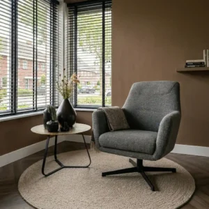 Draaifauteuil Swing boucle stof grijs