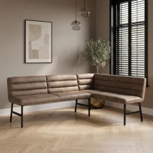 Eetbank hoekopstelling Oldenzaal microstof taupe