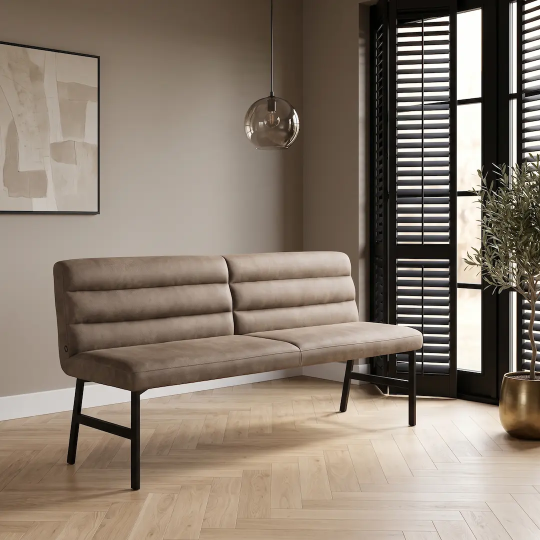 Eetbank Oldenzaal 170cm microstof taupe