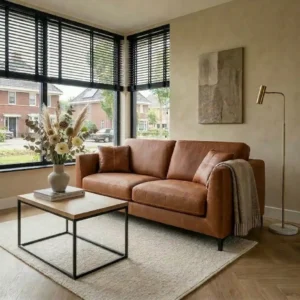 2,5-zitsbank Microleder Cognac