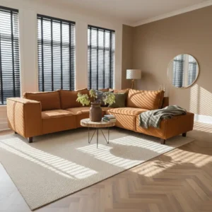 Hengelo hoekbank microvezel cognac