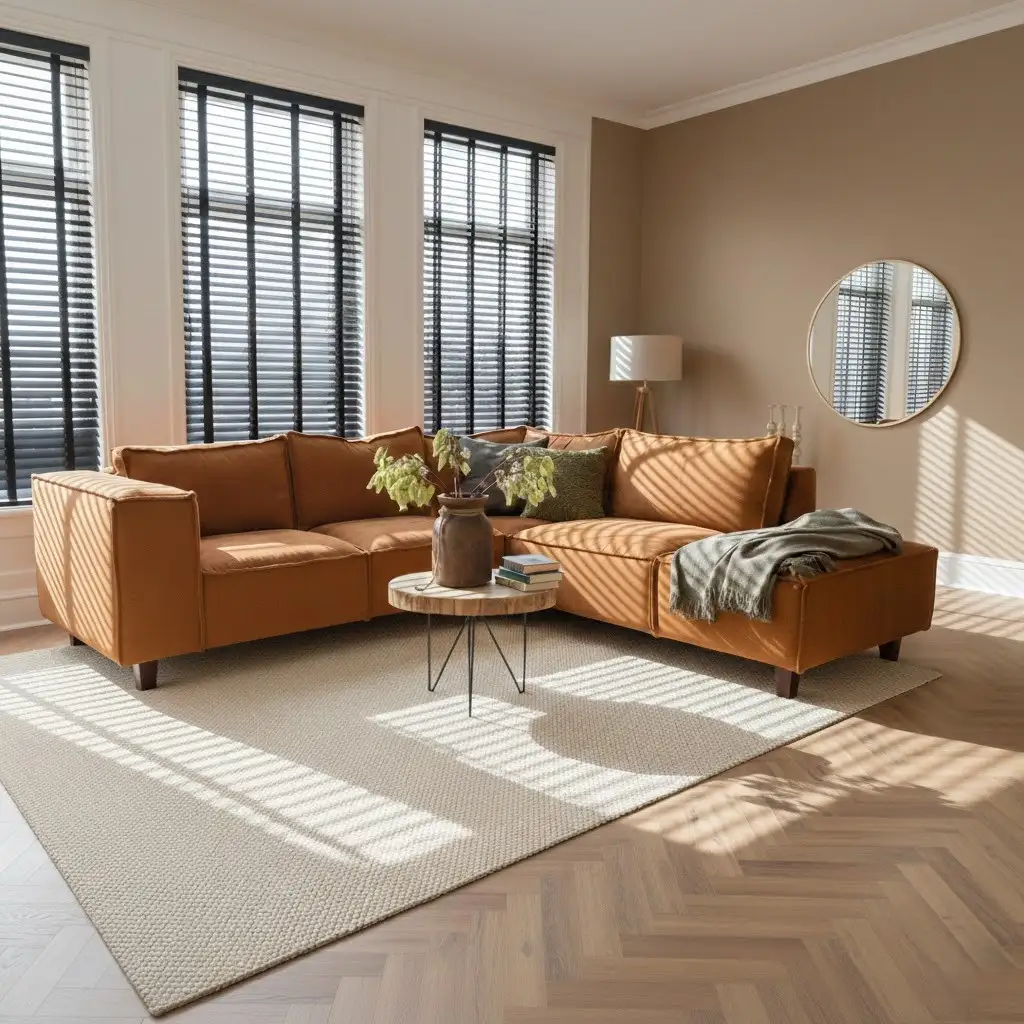 Hengelo hoekbank microvezel cognac