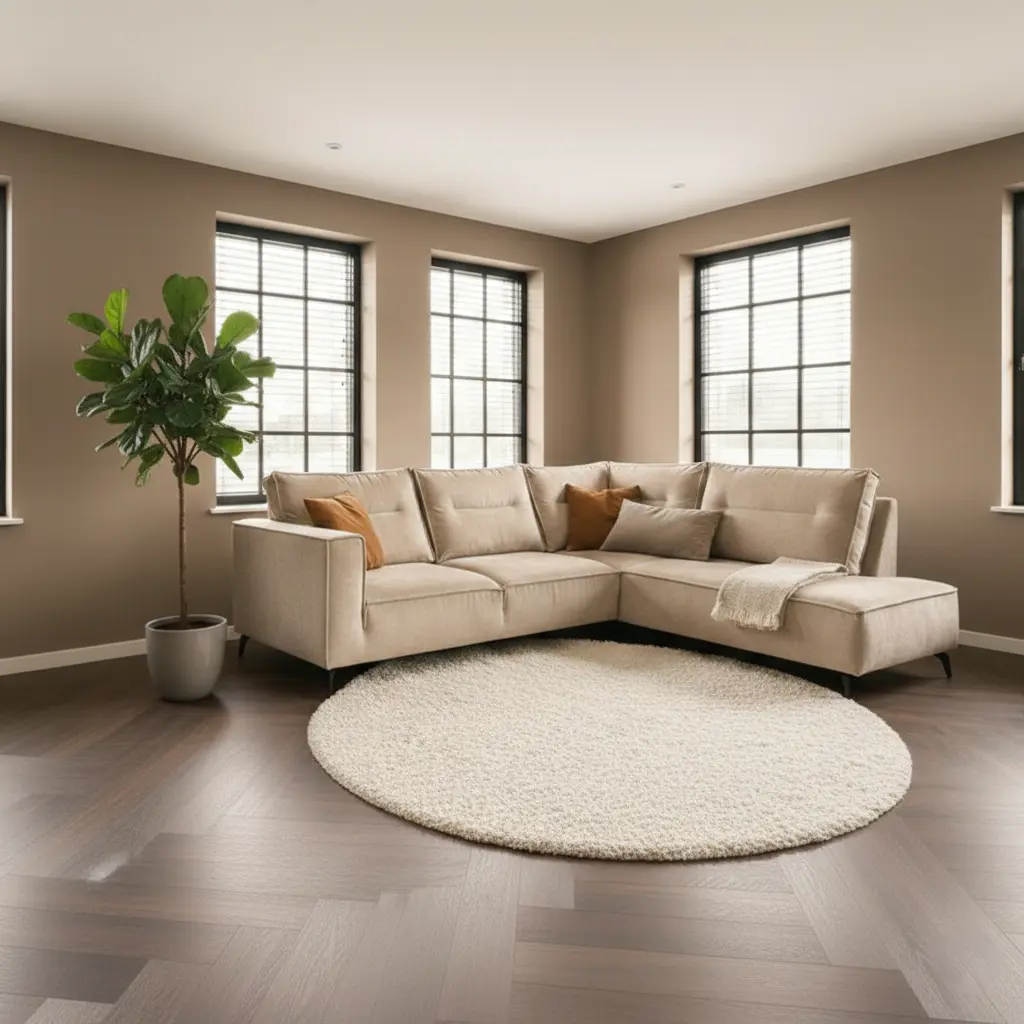 Borne hoekbank trendy stof soft touch