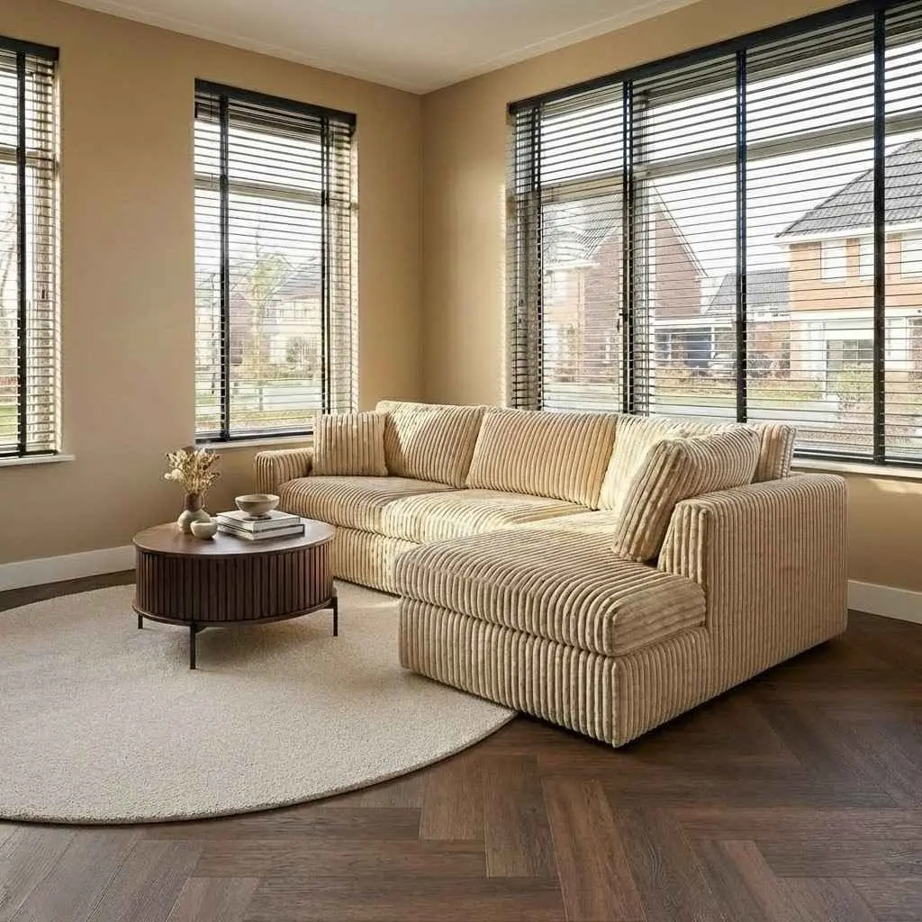 25 zits divan R ribstof beige