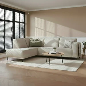 Ommen hoekbank microvezelstof beige Ottomane-2,5