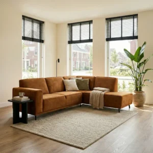Hoekbank-Ommen-2,5-ottomane-microvezelstof-cognac