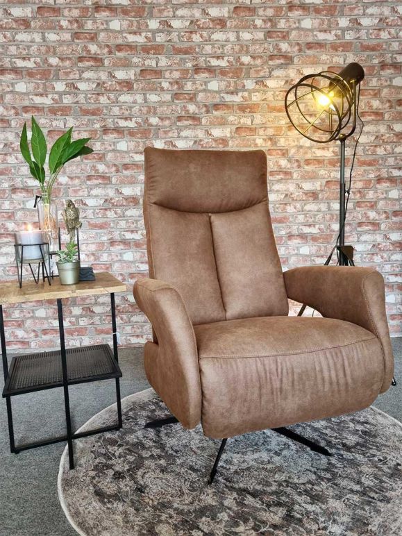 Relaxfauteuil Borculo Cognac manueel of elektrisch verstelbaar