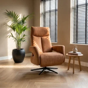 Relaxfauteuil Borculo Cognac manueel of elektrisch verstelbaar