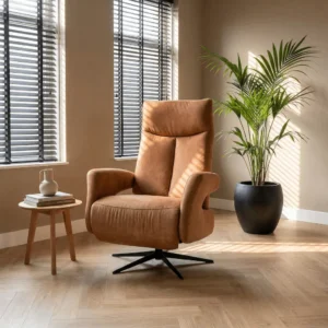 Relaxfauteuil Borculo Cognac manueel of elektrisch verstelbaar