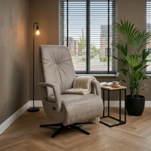 Relaxfauteuil Zelhem leder draaistoel met sta-op
