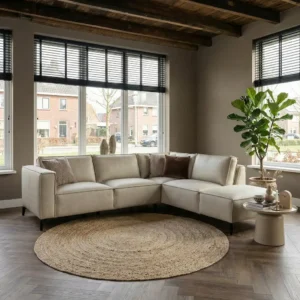 Zwolle hoekbank Mito beige 3-Ottomane