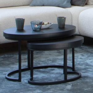 Salontafel Set Hoogeveen Ovaal Zwart