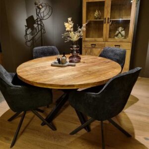 Ronde mango hout eettafel Enschede 120cm