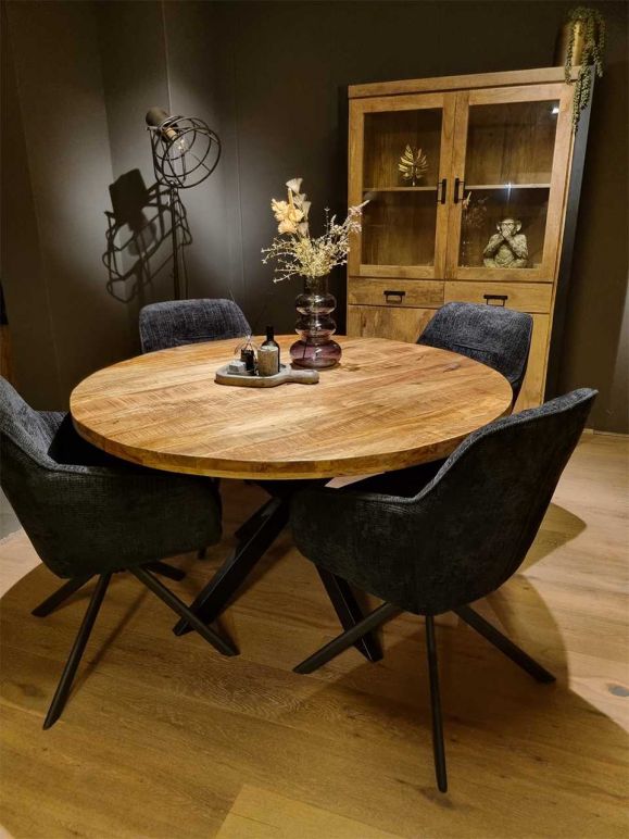 Ronde mango hout eettafel Enschede 120cm
