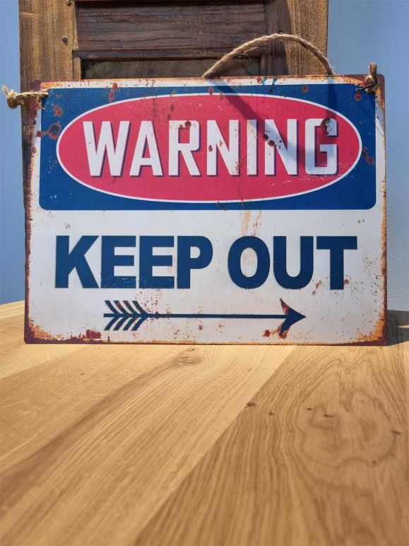 Metalen tekstbord Warning Keep Out