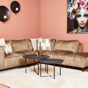 Ronde salontafel set Arlington mangohout zwart