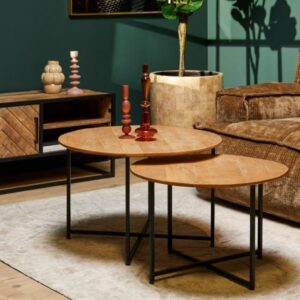 Ronde salontafel set Arlington mangohout naturel
