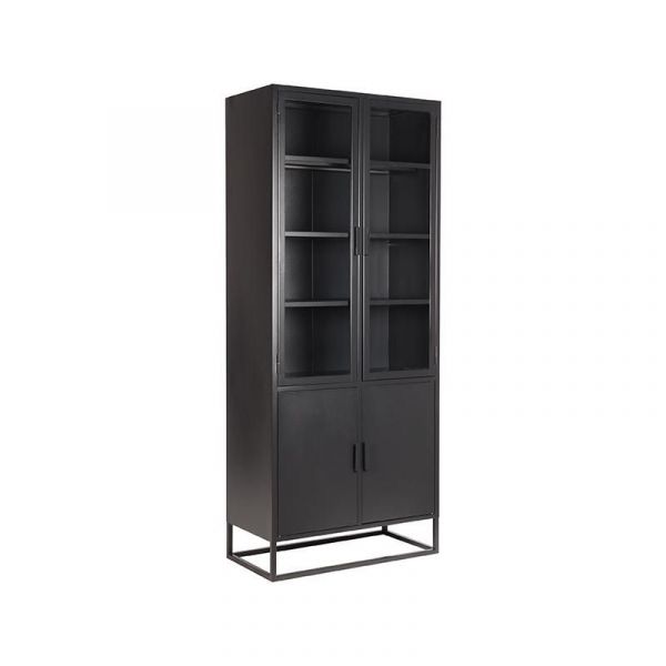 Vitrinekast Level zwart metaal 80x40x190 cm