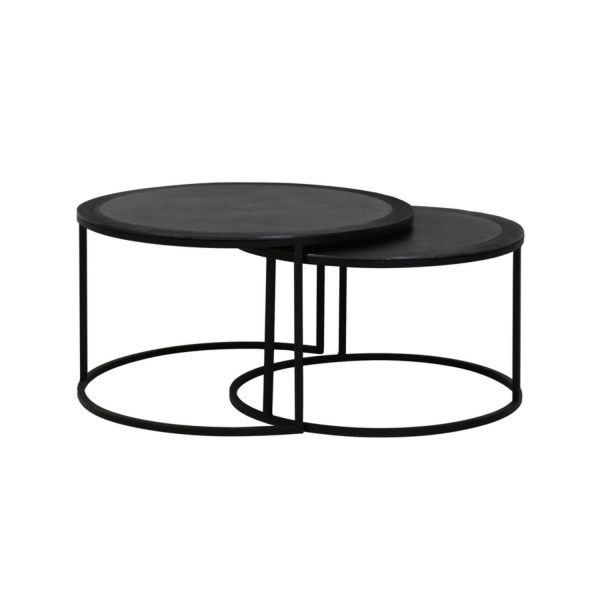 Salontafel set 2x rond TALCA lood antiek edge