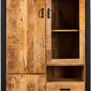 Wandkast Britt mangohout naturel glas rechts