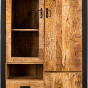 Wandkast Britt mangohout naturel glas links