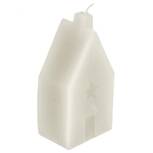 Kaars huis wit 11,5 cm