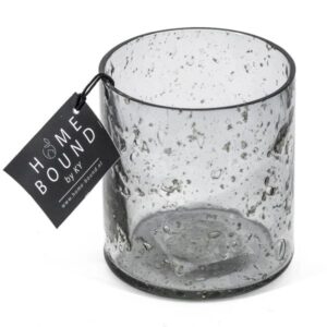 Windlicht bubbelglas antraciet 25cm