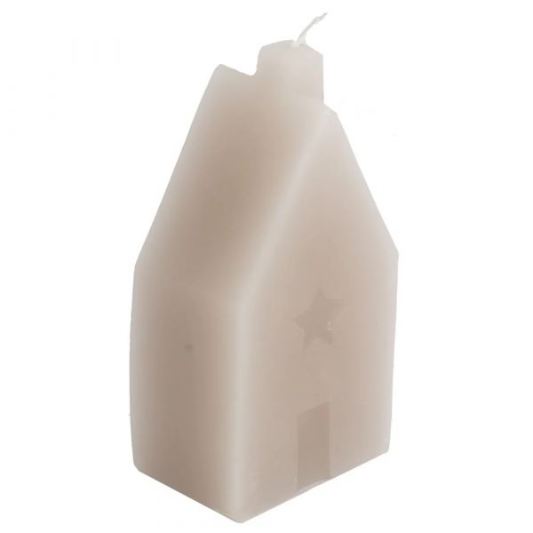 Kaars huis taupe 11,5 cm