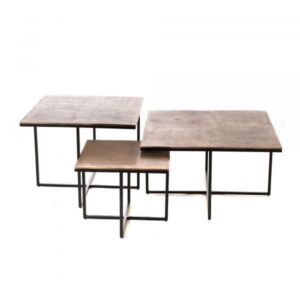Salontafel Joelle metaal koper bruin set 3 stuks