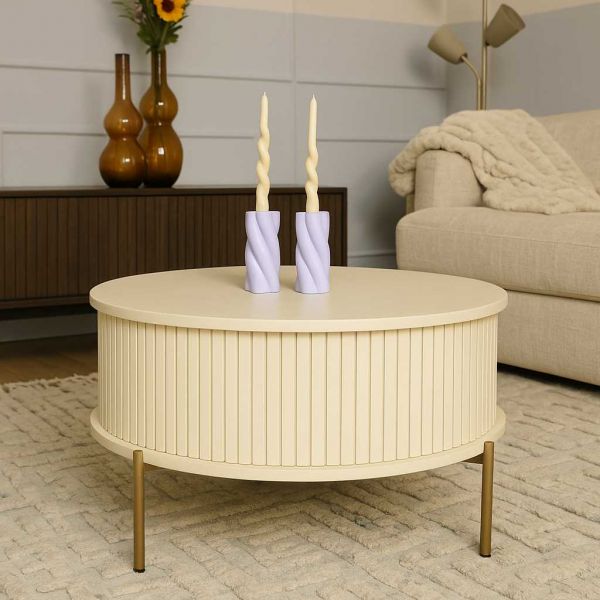 Salontafel Madison 80cm rond laden zandkleur