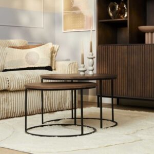 Salontafel Madison 70cm rond set van 2 walnoot