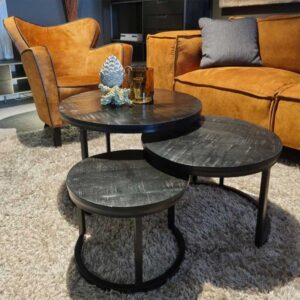 Salontafel Set Thijmen XXL Mango Zwart