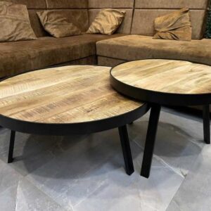 Salontafel Set Parijs Mango Rond 60 en 80 cm
