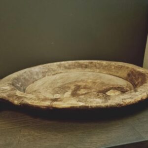 Oude houten schaal met handvaten 36cm