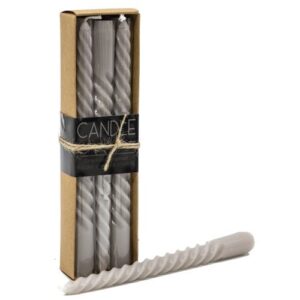 Doos met 6 spiraalkaarsen grijs 20cm
