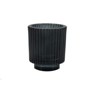 Glazen waxinehouder antraciet 10cm