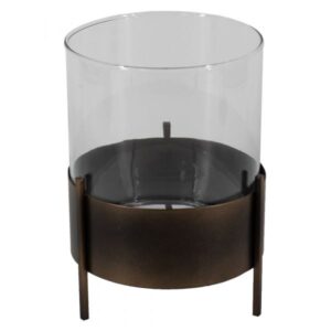 Kaarsenstandaard glas en metaal medium
