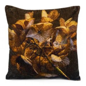 Kussen Velvet herfstbladeren goud 45x45