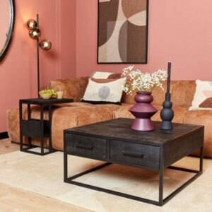 Salontafel Denver mangohout black 80x80
