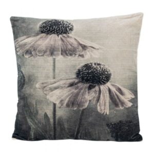 Kussen Velvet grijze bloem 45x45