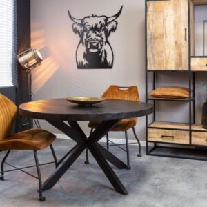 Eetkamertafel Denver mangohout zwart rond 150cm