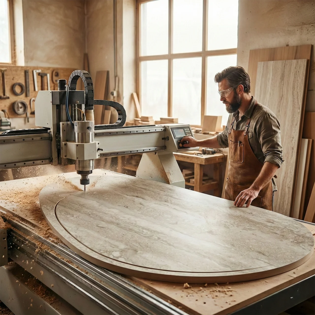 Maatwerk-eetkamertafel-hpl-cnc-machine