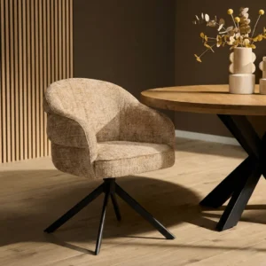 bruine eetkamerstoel, stoel cinnamon, warme eetkamerstoelen, stoel met armleuning bruin