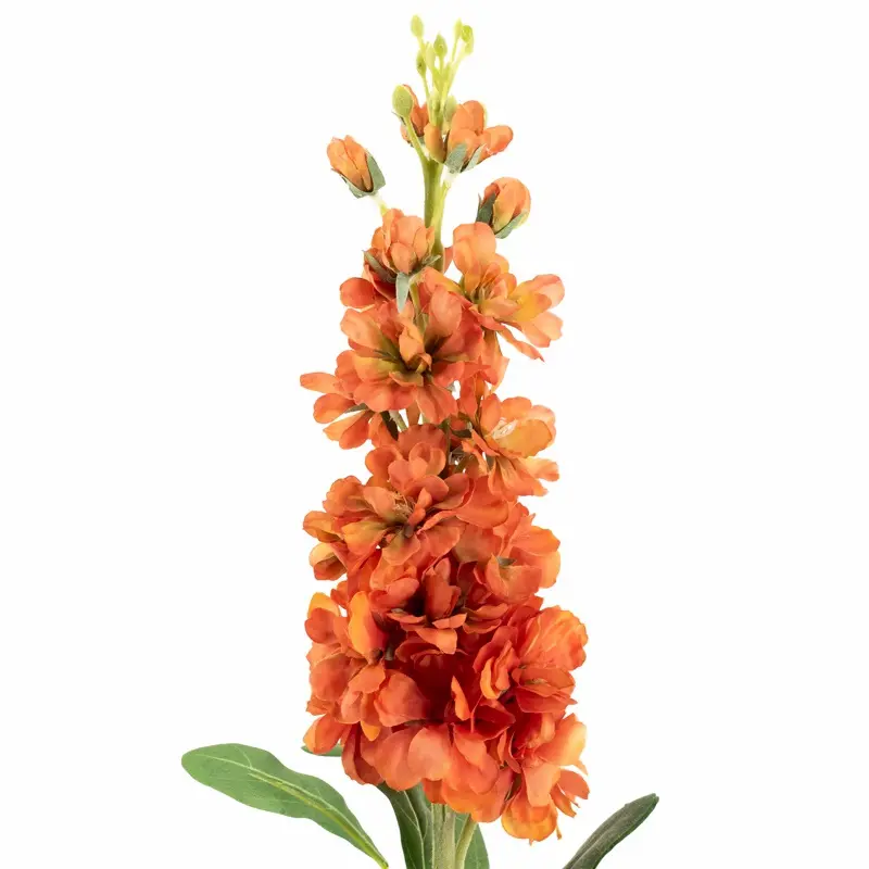 Realistische oranje kunstbloem Zeeuws knopje 81cm lange zijden Astrantia tak - Meubeldriveinn.nl