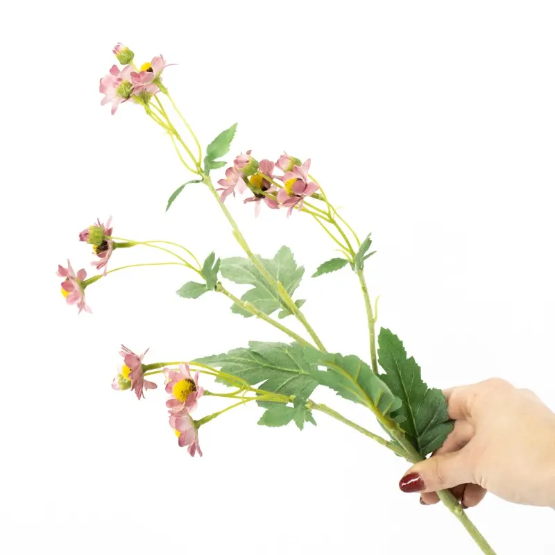 Realistische roze kunstbloem anemoon 78cm lange zijden tak met meerdere bloemen - Meubeldriveinn.nl